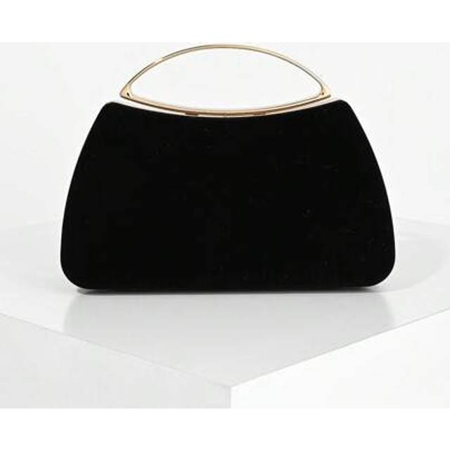 SHEIN Fashionable Women&#39;s Minimalist Box Style Evening Clutch Bag, Suitable For Wedding, Gala And Formal Events, Black Velvet Party Bag, High-Quality Banque