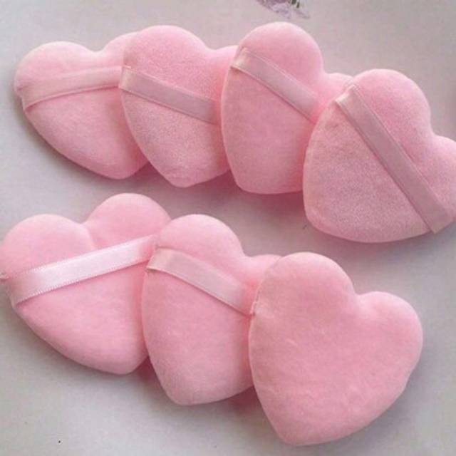 SHEIN 21pcs/Set Heart Shaped Velvet Powder Puff, Designed For Contour, Eye And Corner Area, With Makeup Sponge Foundation Mixing Container, Suitable For All