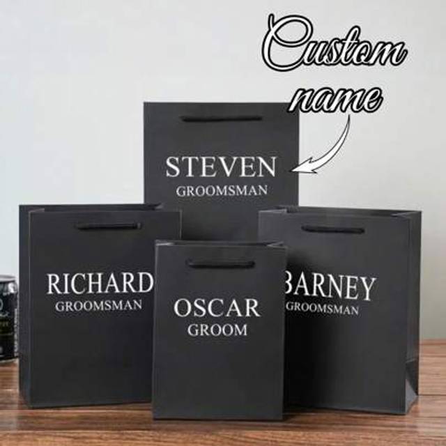 SHEIN 1pc Customized High Quality Groomsman/Bridesmaid Gift Bag, Bachelor/Bachelorette Party Wedding Welcome Favor Bag, Custom Gift Bag,Multi-Functional, ,O