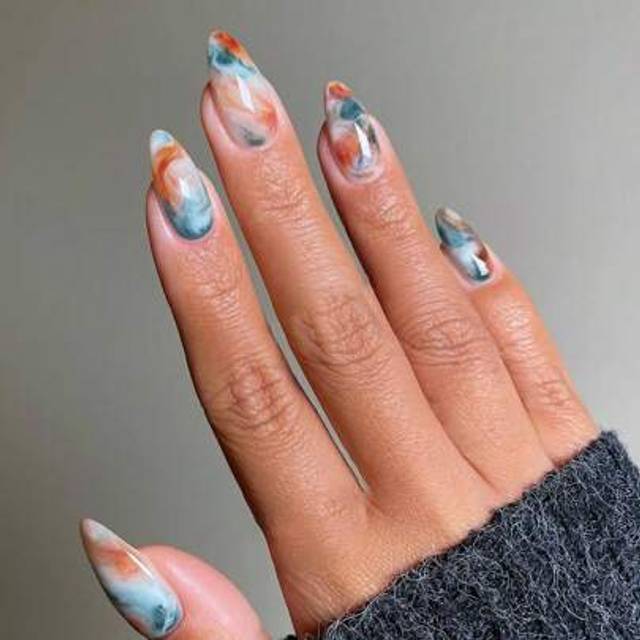 SHEIN 24pcs Long Almonds Acrylic Press On Nails Medium Fit Perfectly Acrylic False Nail Set,Contain 1pc Jelly Glue And 1pc Nail File, Summer Nails For For W