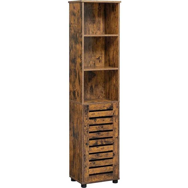 Bathroom Cabinet with 3 Open Compartments, Rustic Brown
