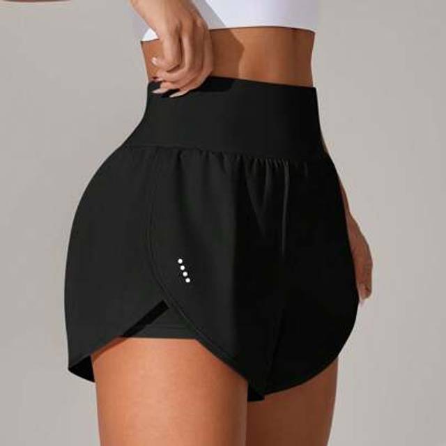 SHEIN Plus Size Women&#39;s High Waist Elastic Drawstring Sports Shorts, Suitable For Running, Yoga, Outdoor Tennis, Golf, All-Match, Spring/Summer