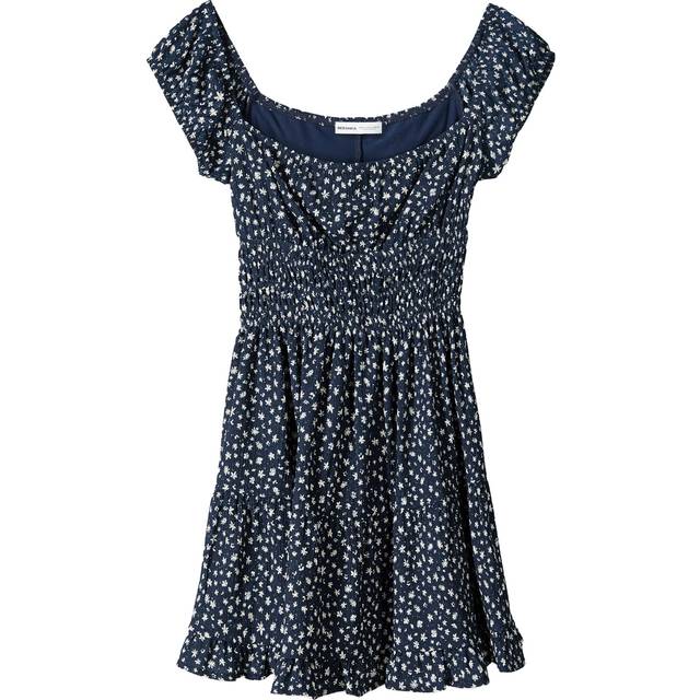 Bershka Sommerkjole - Navy/Hvid