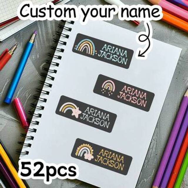 SHEIN 52-520Pcs Custom Name Waterproof Daycare Labels, Personalized Name Stickers For Clothing, Customizable Name Stickers, School Supply, Name Labels, Cust