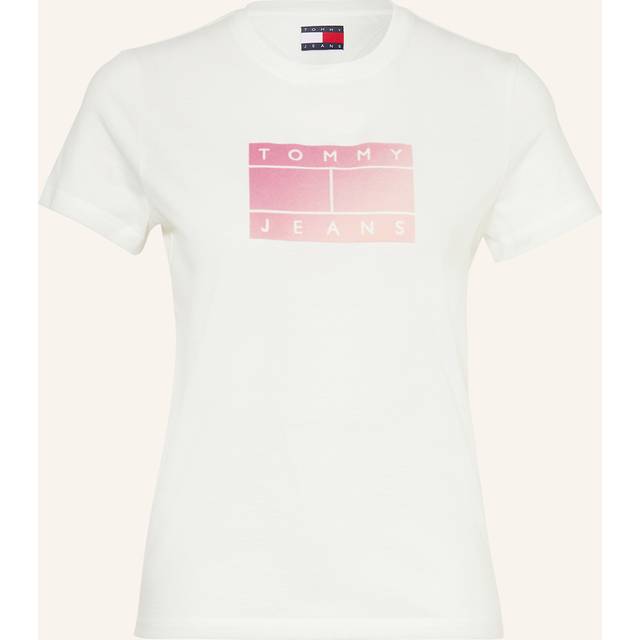 Tommy Jeans Gradient Flag Short Sleeve T-Shirt - White, White, Size M, Women