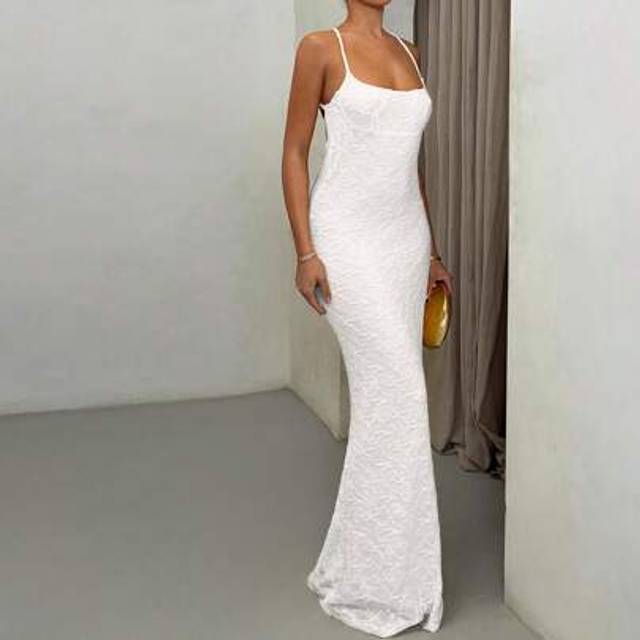 SHEIN Summer Beach Vacation Solid Light Yellow Suspender Backless Maxi Dress, Suitable For Daily Dating, Night Out, Nightclubs, Parties, Get-Togethers, Cock