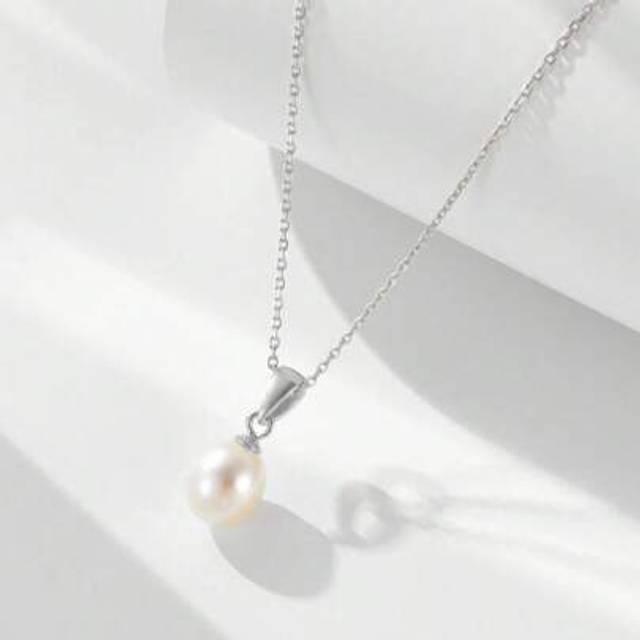 SHEIN 1pc 925 Sterling Silver Natural Freshwater Pearl Necklace, Bridal Wedding Jewelry, Luxury Wedding Accessory, Elegant Women Neck Chain, Valentine&#39;s Day