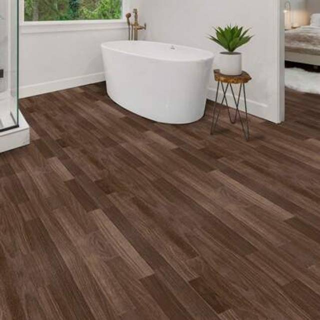 SHEIN Floor Tile Self Adhesive Vinyl Flooring Brown Wood Grain Grey Wood Grain Effect Peel And Stick Floor Tile Vinyl Flooring Rolls Suitable For Kitchen Li