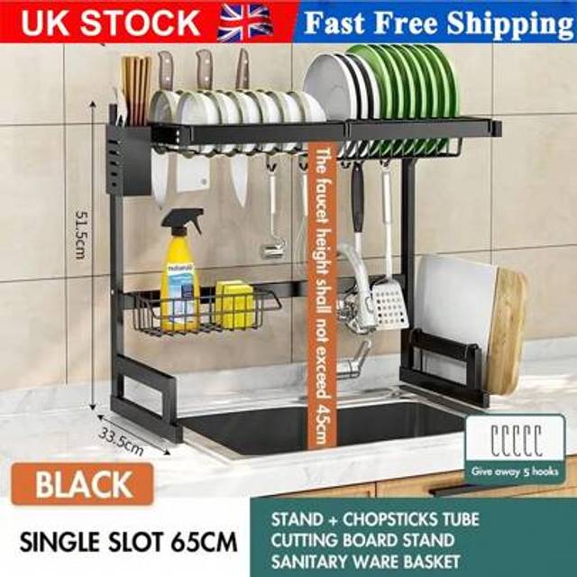 SHEIN Space Saving Over The Sink Dish Drying Rack 2 Tier Adjustable Dish Drainer Large
