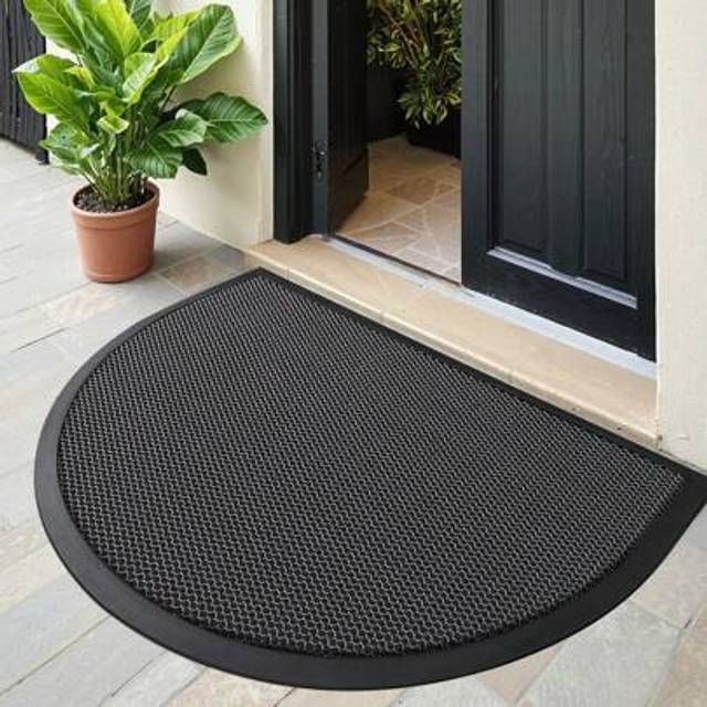 SHEIN 1PC- PVC Rubber Doormat With Elastic Mesh, Grey Non-Slip Water-Resistant Welcome Mat For Indoor And Outdoor Use, Easy To Clean Hand Wash Only, Versati