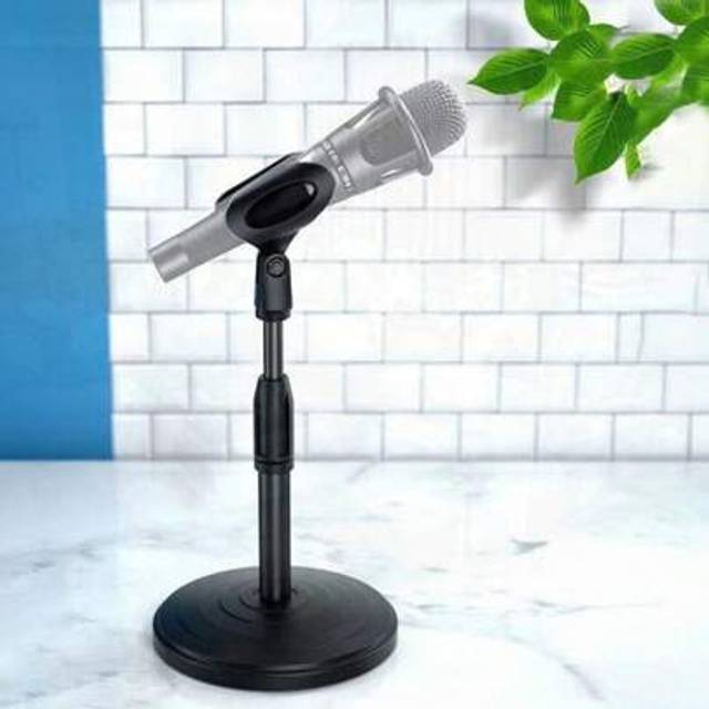 SHEIN Desktop Table Desk Mic Microphone Stand W Clip Holder Mount Clamp Round Base