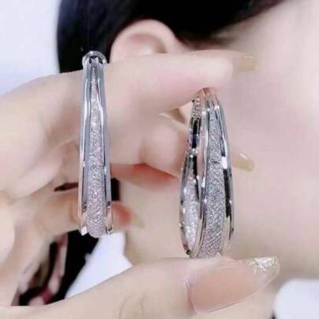 SHEIN 1 Pair New Electroplated Silver Square Hoop Earrings, High-End Vintage Minimalist Elegant Earrings, Birthday Gift