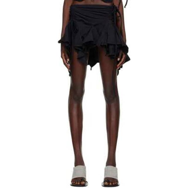 SHEIN Women Gothic Punk Irregular Skirts Solid Color Drawstring Tie-Up Ruched Ruffles Mini Skirt Summer Fashion Short Skirts