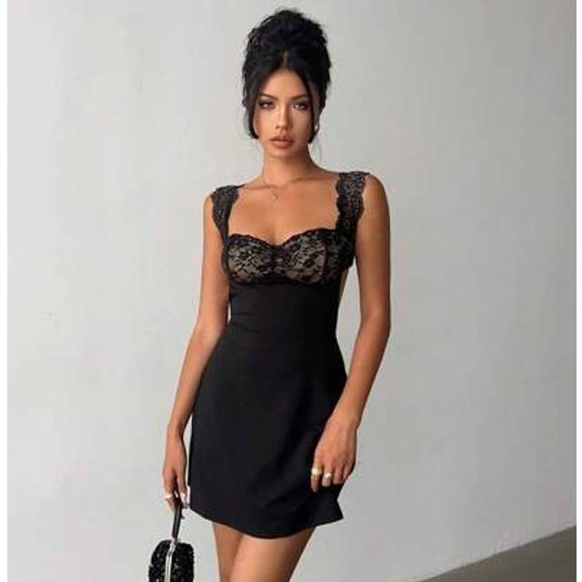 Aloruh Women&#39;s Elegant Sexy Hottie Young Girl Y2K Small Women&#39;s Dress Black Mini Dress Simple Commuter Basic Casual Solid Color Knitted Dress Graduation Dres
