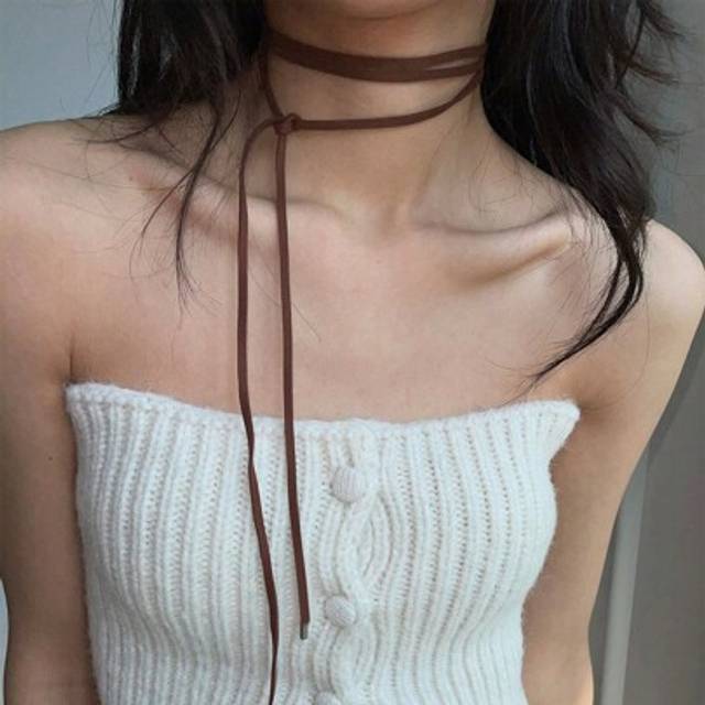 SHEIN 1pc Black Cord Bowknot Heart Shaped Necklace, Cute Style
