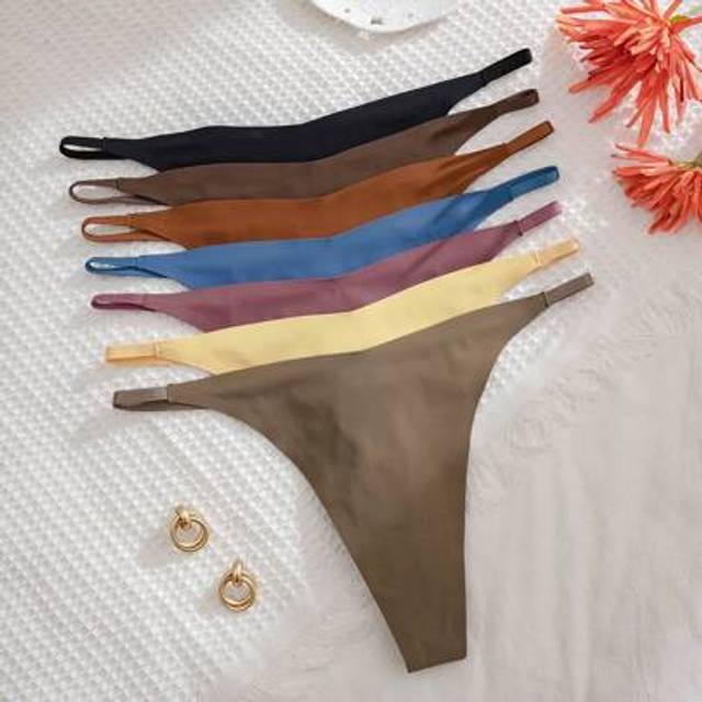 SHEIN Women&#39;s Seamless Solid Color Sexy G-String Panties (7pcs/Pack)