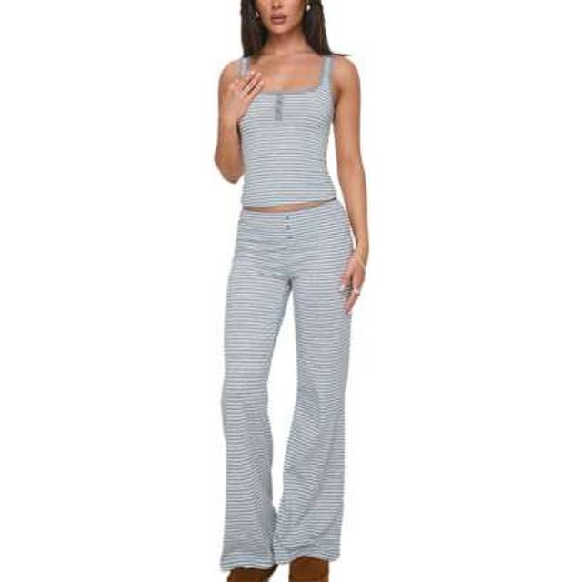SHEIN Womens 2 Piece Stripe Pajamas Set Sleeveless Button Up Tank Tops + Pants Set Going Out Clothes