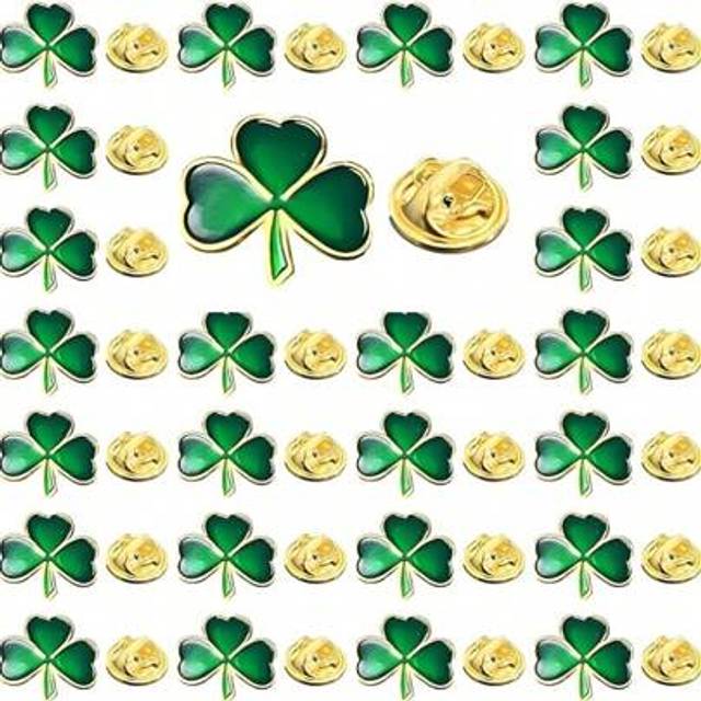 SHEIN 10-Pack Shamrock Celebration St. PatrickS Day Brooch Pins, Alloy Clover Lapel Pins For Festive Accessories Dress Accessories Pin For Clothes Bag Charm