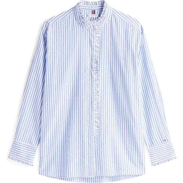 Relaxed Fit Ruffle Seersucker Shirt