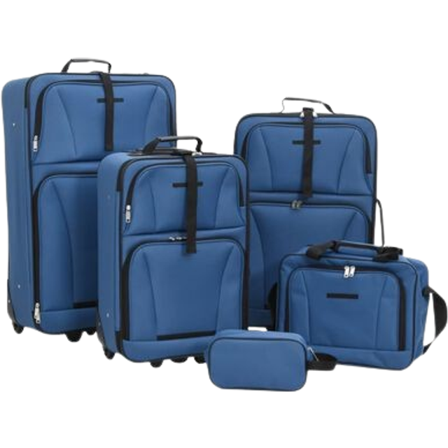 vidaXL 5 Piece Travel Luggage Set Bule Fabric - Blue
