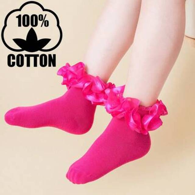 SHEIN 1 Pair Girls Lolita Lace Trim Socks, Romantic Princess Dance Socks, Spring/Summer