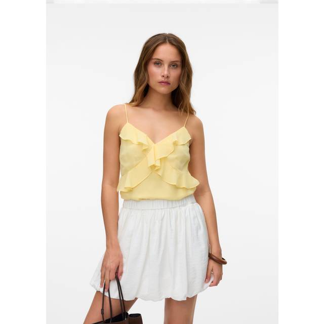 VERO MODA Vmamina Singlet Frill Top Wvn Exp |Gul |S
