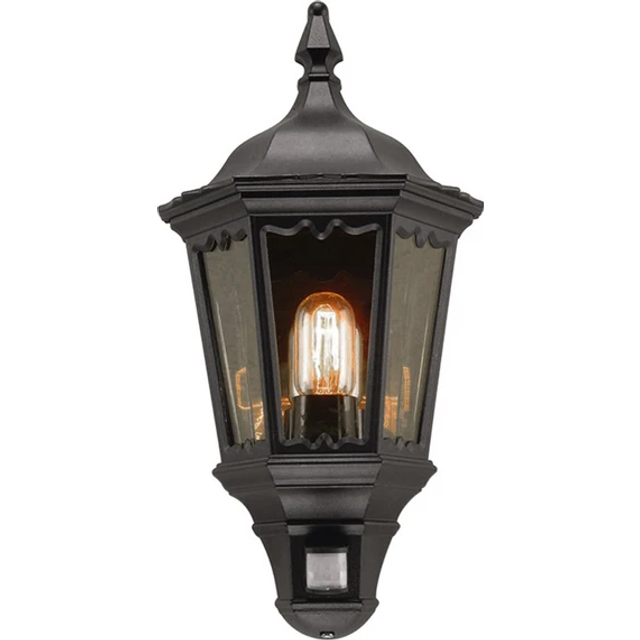 Elstead Medstead Half Lantern Outdoor Wall Light with PIR Sensor - Black