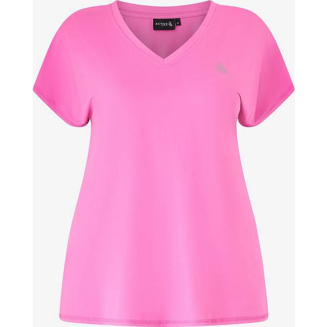 Zizzi - Träningstopp aBasic S/S V-neck Tee - Rosa