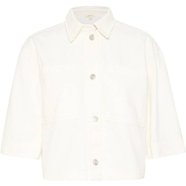 Soaked in Luxury, Shirts, female, White, XL, Cropped Overshirt Blouse Broken White