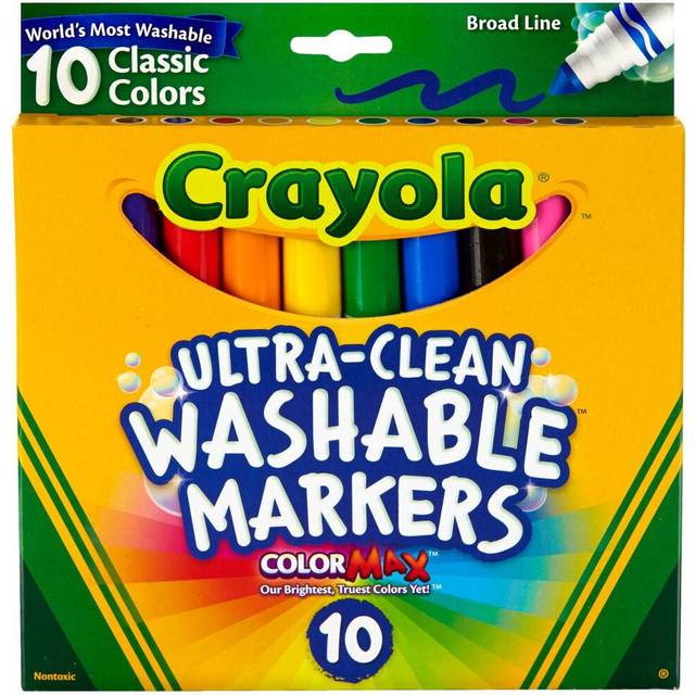 Crayola Ultra-Clean Color Max Broad Line Washable Markers-Classic Colors 10/Pkg