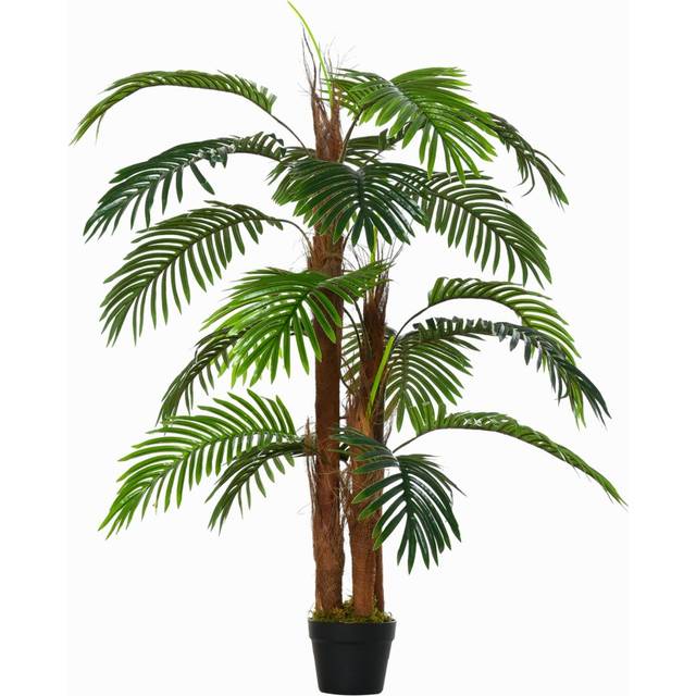 HOMCOM Outsunny Artificial Palm Tree Decorative Plant 19 Leaves w/ Nursery Pot Fake Tropical Tree Indoor/Outdoor décor 120 cm | TJ Hughes