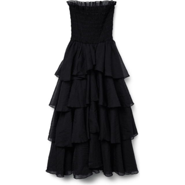 SHEIN Women&#39;s Strapless Smocked Ruffled Maxi Dress For Evening Galas