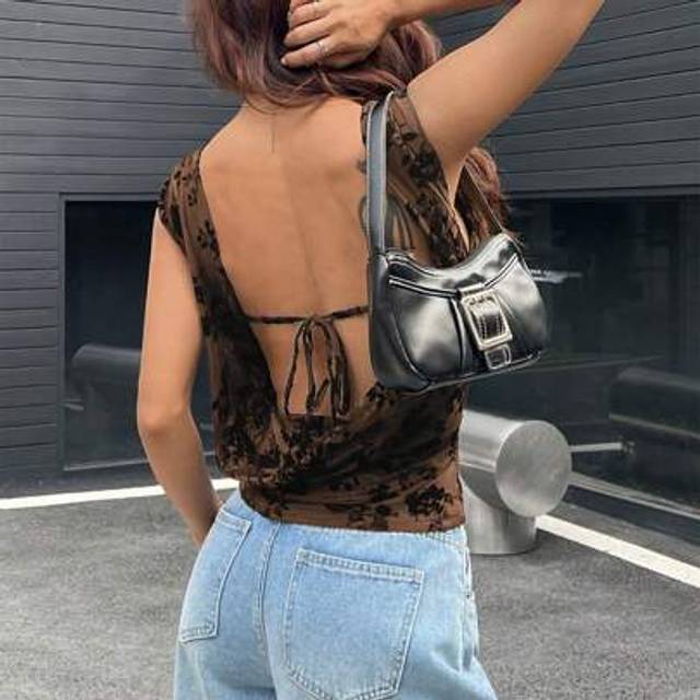 SHEIN Women&#39;s Floral Print Backless Hollow-Out Fashion Tank Top,Rave Top