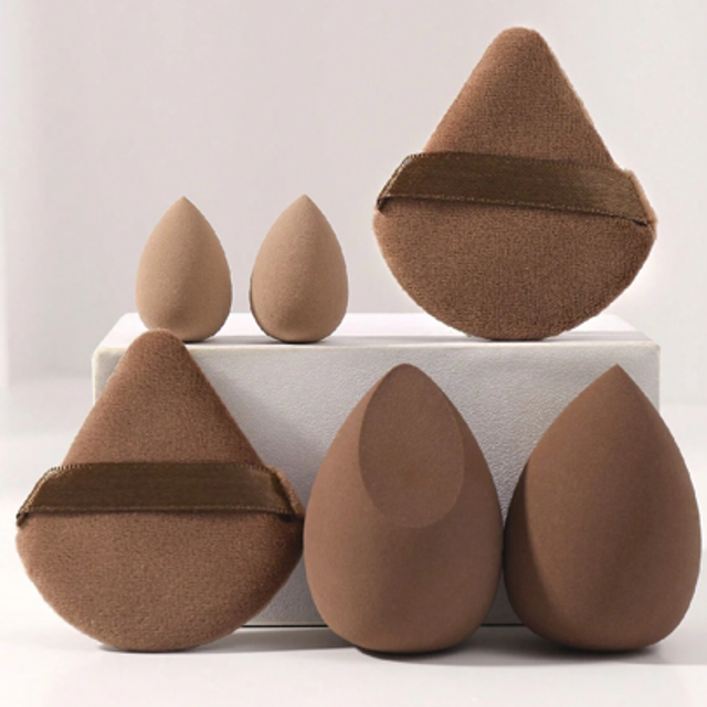 SHEIN 4pcs Makeup Sponges + 2pcs Makeup Powder Puffs, Soft Powder Puff, Dual-Use Powder Puff, Multi-Function Makeup Tools, Suitable For Liquid Foundation, P