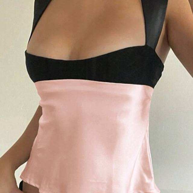 SHEIN Women&#39;s Summer Sleeveless Tank Top With Sweetheart Neckline And Color Block Design