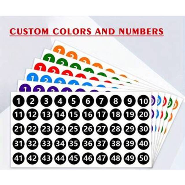 SHEIN Customize 1 Labels And Stickers With 1-50 Numbers, 6 Colors, Waterproof, Non-Tear And Strong Adhesion. They Can Be Used For A Variety Of Office, Daily