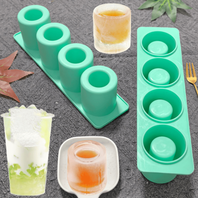 SHEIN 1pc 4-Cavity Round Ice Cube Tray, Silicone Ice Maker Mold, Easy To Release Ice Cubes, Suitable For Cocktails, Bars Or Iced Coffee Cups