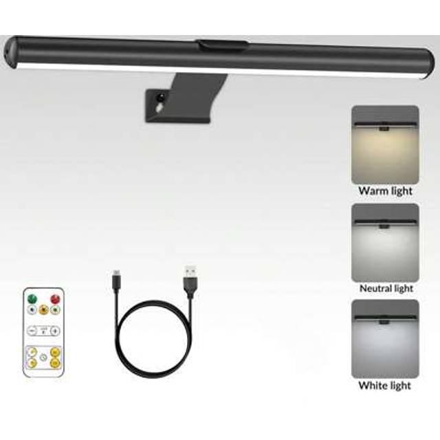 SHEIN 1pc Rechargeable Wall Lamp, Vanity Light, Painting Light, Art Display Light With Remote Control, 3 Color Temperatures And Dimmable, Full Metal LED Dec