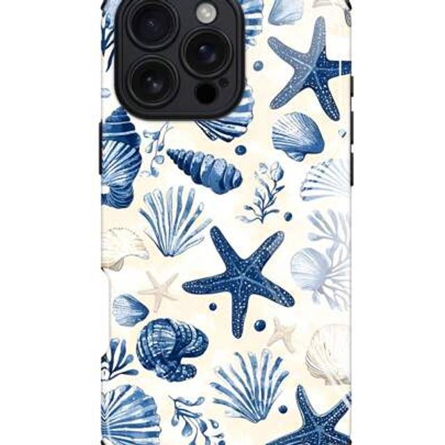 SHEIN 1pc New Design Romantic Ocean Theme Seashell & Starfish Pattern Shockproof Anti-Drop Soft TPU + PC 2-In-1 Material Phone Case Compatible With Apple 16