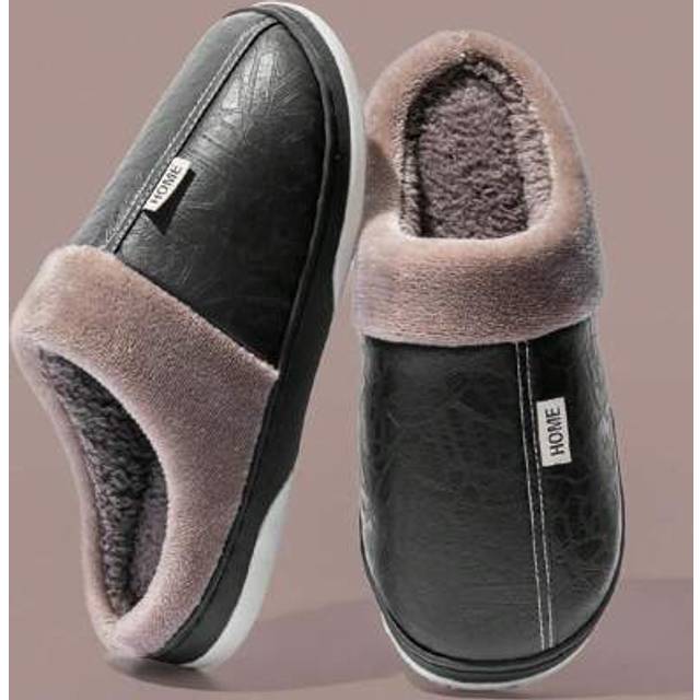 SHEIN Men&#39;s Casual Winter Slippers Indoor Home Shoes, Plush Lining, Anti-Slip, Durable, Fashion Couple Bedroom Slippers