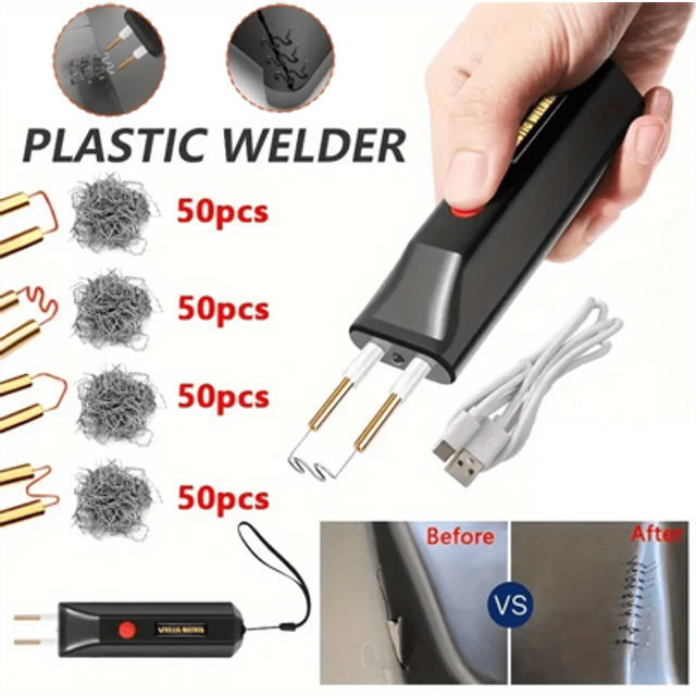 SHEIN Portable Plastic Welding Machine Kit - USB Rechargeable, Compact Design, With 200 Nails, Suitable For Quick Repair Of Car Bumpers And Furniture Weldin