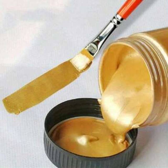 SHEIN 3.38oz/100ML Golden Paint Metallic Acrylic Paint,Waterproof Not Faded For Statuary Coloring DIY Hand Clothes Painted Graffiti Pigments Back To School,