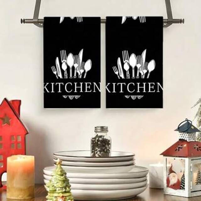 SHEIN 1pc/2pcs Buffalo Plaid Kitchen Towels, Soft & Absorbent Machine Washable Polyester Dishcloth, Perfect For Kitchen Decor, Cooking.Baking, Holiday Decor