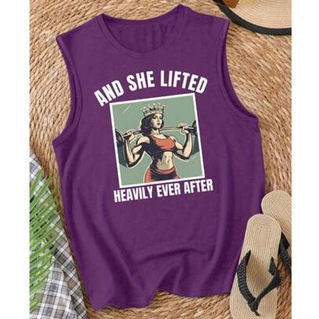 Flirla Women&#39;s Sleeveless Tank Top, Casual Liberty Statue & Letter Print, Summer Graphic Tees Women Tops