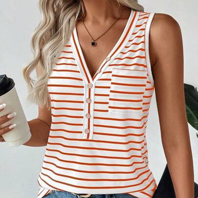 SHEIN Women Athleisure Black White Striped Sports Tank Top For Running, Biking, Jogging, Basketball