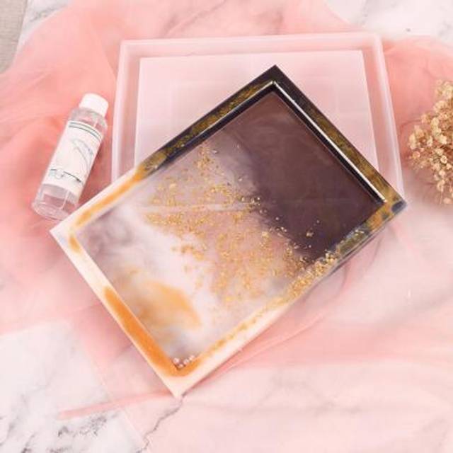 SHEIN 1pc Epoxy Tray Casting Jewelry Box Coaster Silica Gel Mold, Jewelry Shelf Storage Box Jewelry Home Appliances Resin Mold