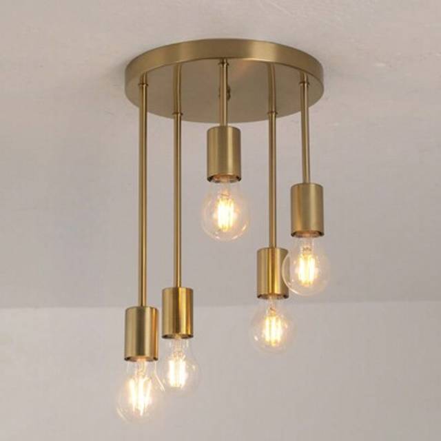 SHEIN 1pc Retro Industrial 3 Lights/4 Lights/5 Lights Black/Gold Recessed Pendant Light, E27/220V Bulb Base, Bedroom, Kitchen, Living Room Chandelier (Bulbs