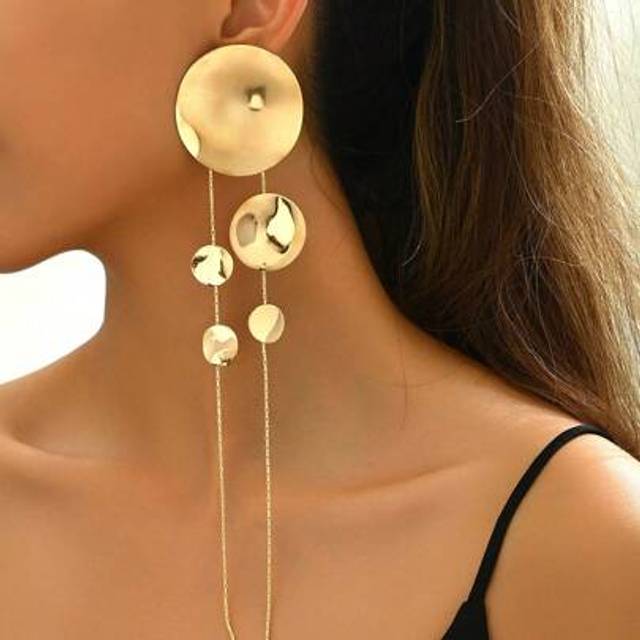 SHEIN New Fringe Round Minimalist Exaggerated European Style Earrings