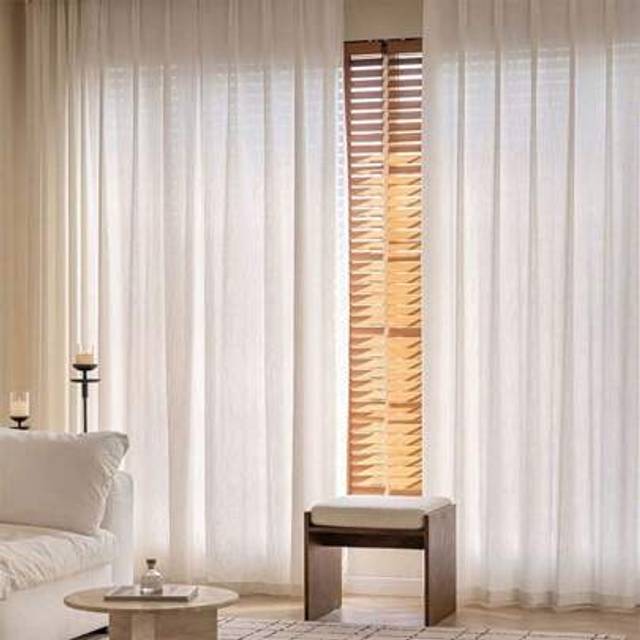 SHEIN 1PC Mosquito-Repellent Polyester-Linen Fabric French Vintage Beige Japanese Linen Semi-Sheer Curtains - Soft Heavyweight Fabric With Elegant Vertical