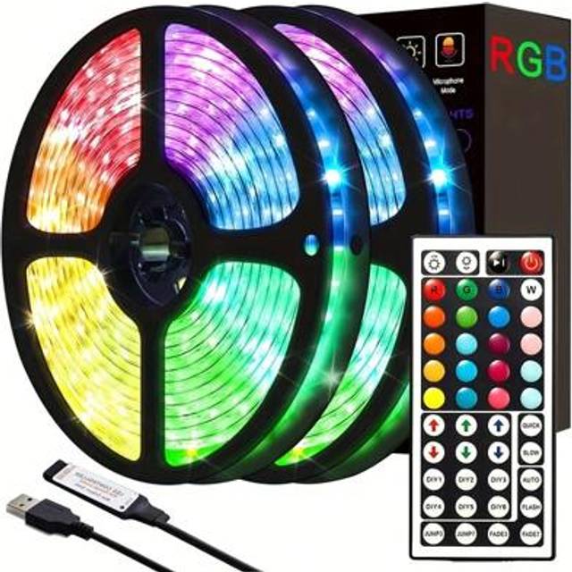 SHEIN RGB 5050 LED Strip Lights USB Powered Multi-Color Changing LED Light Strip With 44key Remote Controller For Bedroom, Party, Home Decor